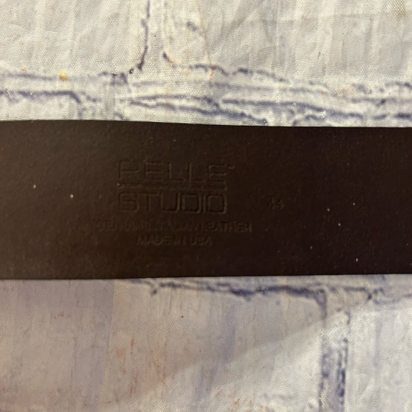 WILSONS THE LEATHER EXPERTS SOLID BRASS PELLE STUDIO ITALIAN LEATHER BELT 44 - Picture 5 of 9